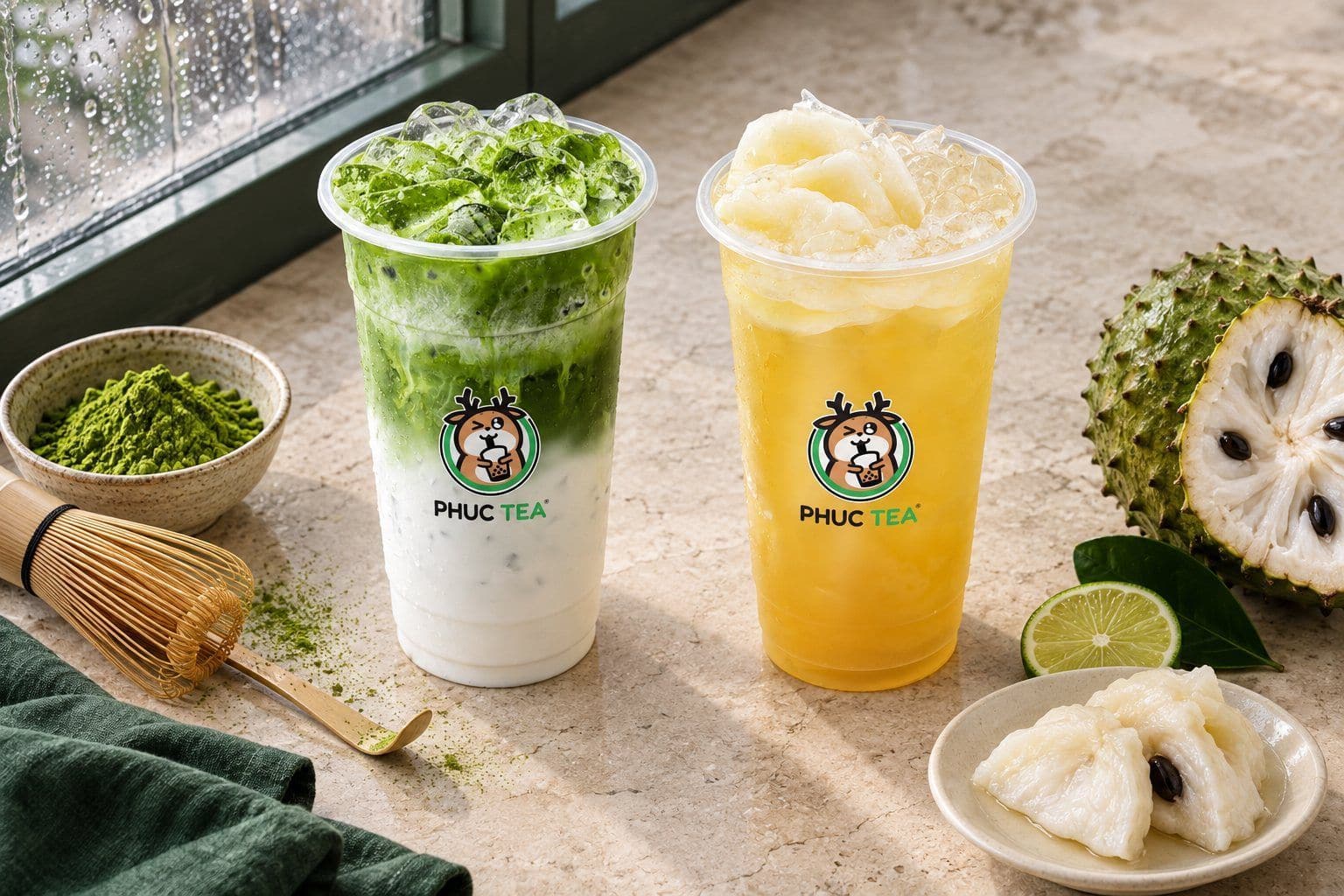 Matcha Latte, Trà Mãng Cầu - Phúc Tea drink