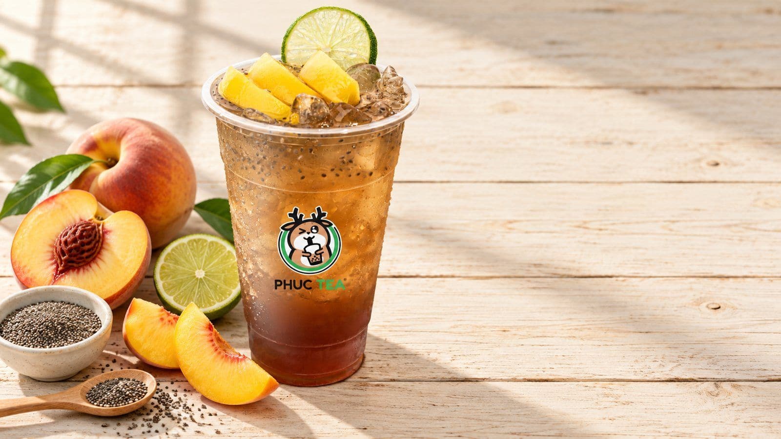 Trà Đào Hạt Chia - Phúc Tea drink