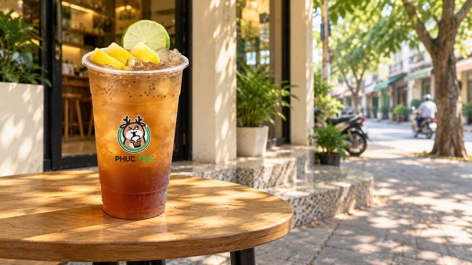 Trà Đào Hạt Chia - Phúc Tea drink